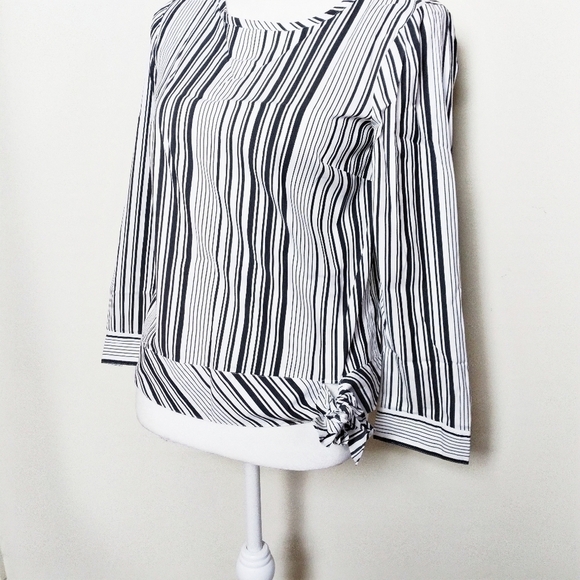 Talbots Side Tie Striped Blouse Small Petite - Picture 5 of 8